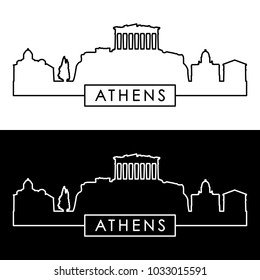 Athens skyline. Linear style. Editable vector file.