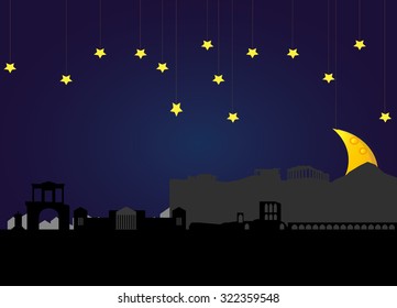 athens skyline at night