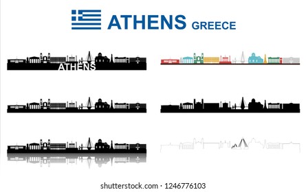 Athens Skyline on white Background