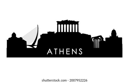 Athens skyline silhouette. Black Athens city design isolated on white background. 