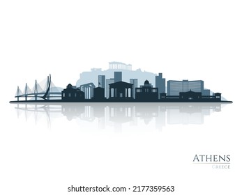 Athens Skyline Silhouette mit Reflexion. Landschaft Athen, Griechenland. Vektorgrafik.