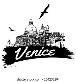 Athens in vintage style poster, vector illustration