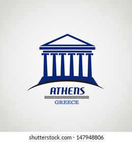 Athens in vitage style poster, vector illustration