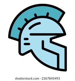 Athens warrior helmet icon outline vector. Greek building. Temple greek color flat