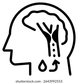 Ilustración vectorial de la línea del icono del derrame cerebral de la aterosclerosis