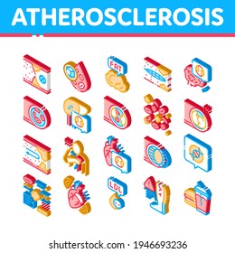 Atherosklerose Schiffssymbole setzen Vektorgrafik. Illustrationen zu psychisch gesunden und ungesunden Arterien, Fett- und Cholesterin, Diabetes und Atherosklerose