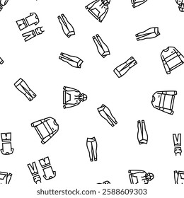 athleisure clothing fashion vector seamless pattern thin line illustration