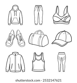 Athleisure Fashion Vector Line Art Bundle for Activewear Design