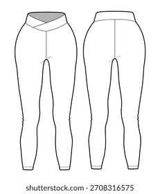 Athleisure leggings ilustración de maqueta de Vector de dibujo plano técnico.