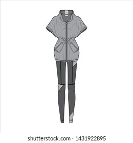 Athleisure set fashion flat sketch template