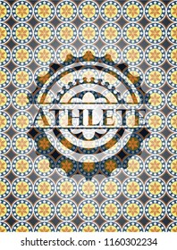 Athlete arabesque emblem background. arabic decoration.