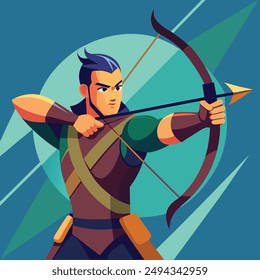 Athlete archer man aiming Vector Illustration