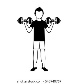 athlete avatar character weight lifting icon vector illustration design