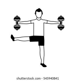athlete avatar character weight lifting icon vector illustration design