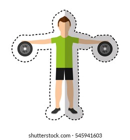 athlete avatar character weight lifting icon vector illustration design