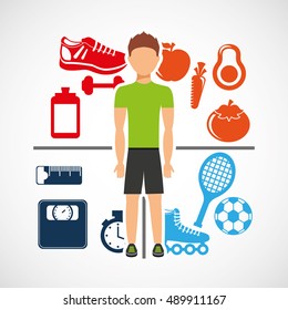 athlete avatar with sport icon vector illustration design