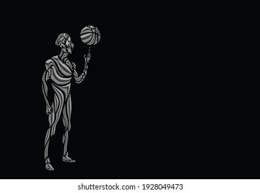 Athlete balancing a basketball, Particle vector illuatration