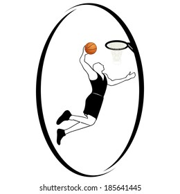 The athlete with the ball for the game of basketball. Illustration on white background. Summer kinds of sports. Illustration on a sports theme.