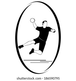The athlete with the ball for the game of handball. Summer kinds of sports. Illustration on a sports theme.