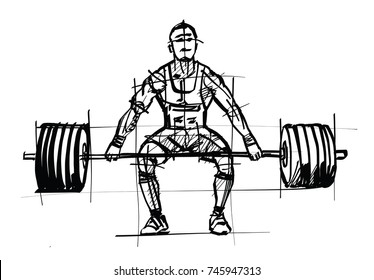 the athlete with a barbell in hand