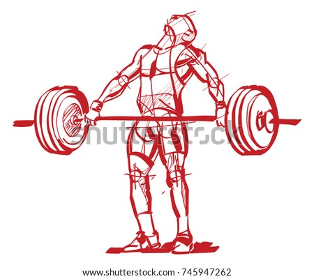 the athlete with a barbell in hand