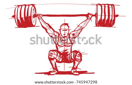 the athlete with a barbell in hand