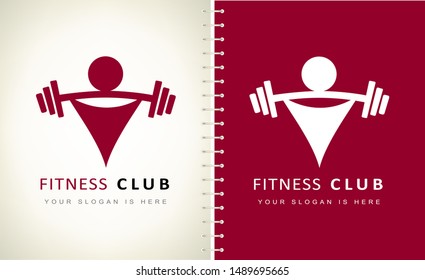 Athlete with barbell logo design. Logo vector fitness club.