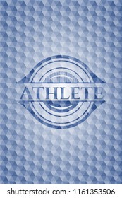Athlete blue emblem with geometric pattern.