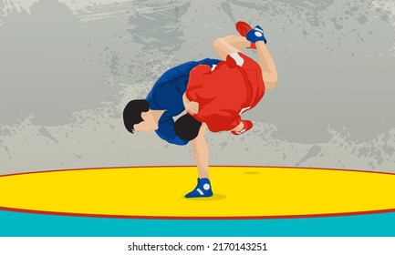 Athlete Blue Suit Makes Throw Through Stock Vector (Royalty Free ...