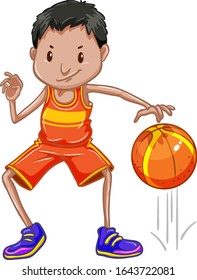 Athlete Bouncing Ball On White Background Illustration