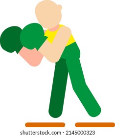 Athlete boxing, illustration, vector on a white background.