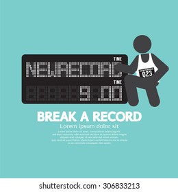 The Athlete With Break A Record Banner Vector Illustration