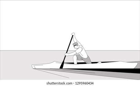 athlete in a canoe  vector illustration flat style profile side