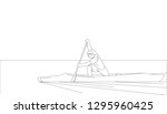 athlete in a canoe  vector illustration  lining draw profile side