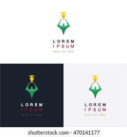 Athlete with a cup in his hands. Vector illustration