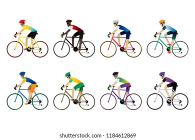 Athlete cyclist isolated on white background. Vector illustration of cycling sport concept