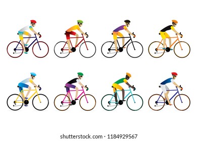 Athlete cyclist isolated on white background. Vector illustration of cycling sport concept