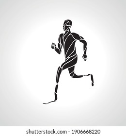 Athlete disabled amputee runner silhouette vector eps10