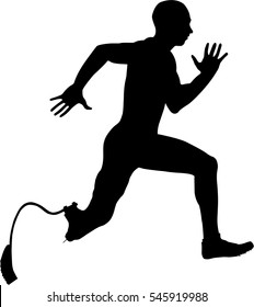 athlete disabled amputee running Illustrator vector