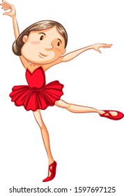 Athlete doing ballet dance on white background illustration