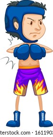 Athlete doing boxing on white background illustration