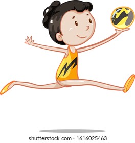 Athlete doing gymnastic on white background illustration