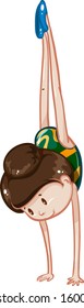 Athlete doing handstand on white background illustration