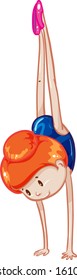 Athlete doing handstand on white background illustration