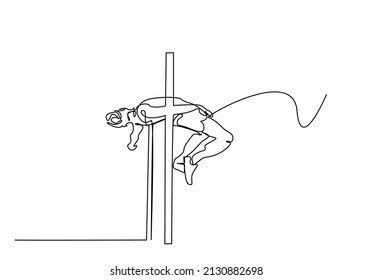 an athlete doing the hurdle high jump crosses the hurdle in the air