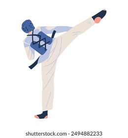 athlete doing a kick of taekwondo isolated