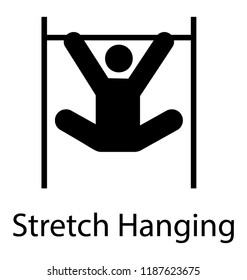 Athlete doing pull ups on horizontal bar, icon image for pull ups 