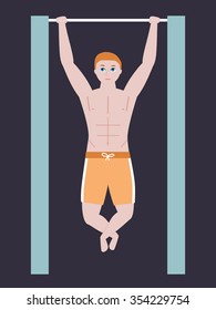 Athlete doing pull-up on horizontal bar