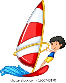 Athlete doing sailing on white background illustration