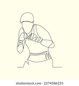 Athlete drawn in line art style